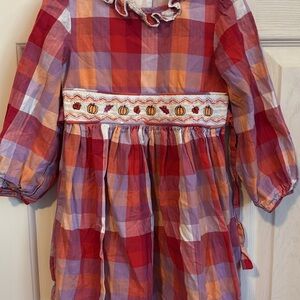 Rare Editions Red and Purple Plaid smoked pumpkin Kids Dress